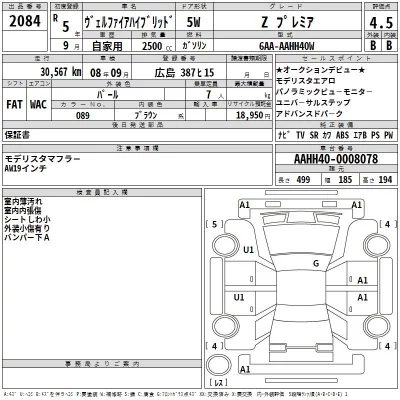 Toyota VELLFIRE  с аукциона в Японии