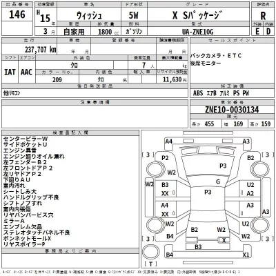 Toyota WISH  с аукциона в Японии