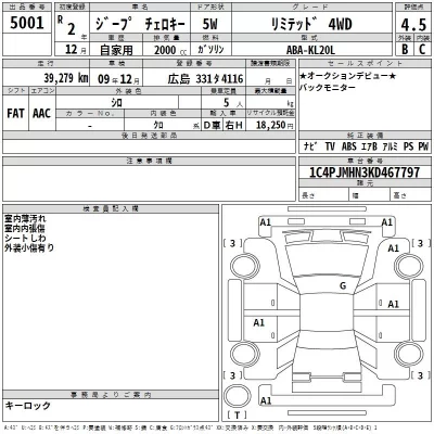 Chrysler JEEP CHEROKEE  с аукциона в Японии