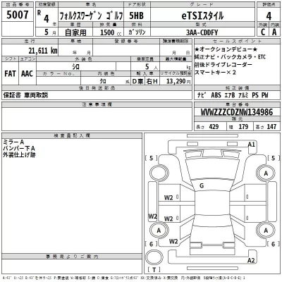 Volkswagen GOLF  с аукциона в Японии
