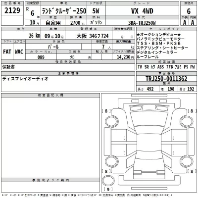 Toyota LAND CRUISER  с аукциона в Японии
