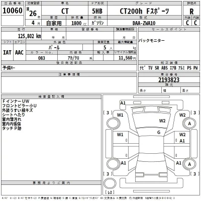 Lexus CT  с аукциона в Японии