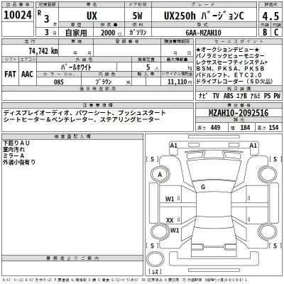Lexus UX  с аукциона в Японии