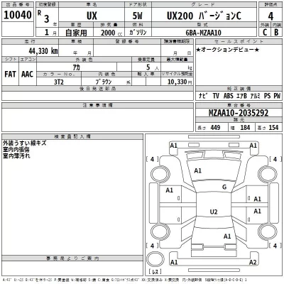 Lexus UX  с аукциона в Японии