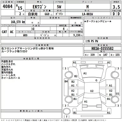 Mitsubishi EK WAGON  с аукциона в Японии