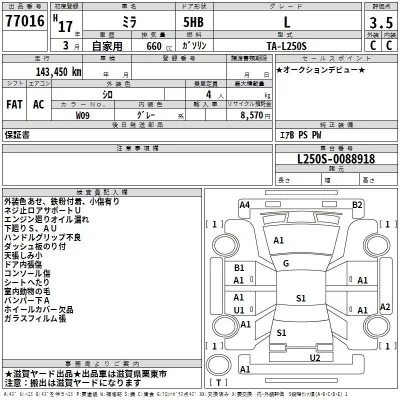 Daihatsu MIRA  с аукциона в Японии