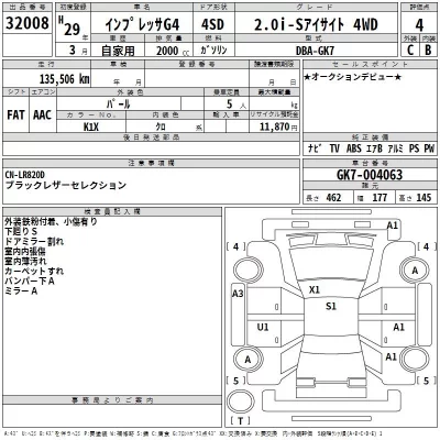 Subaru IMPREZA G4  с аукциона в Японии