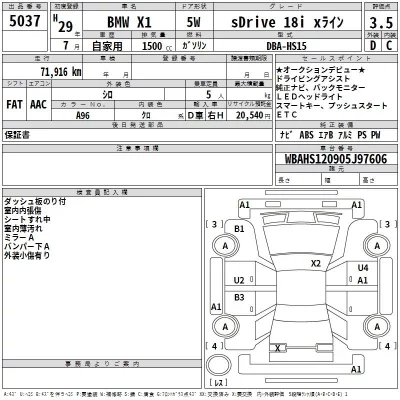 BMW X1  с аукциона в Японии