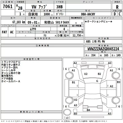 Volkswagen UP  с аукциона в Японии