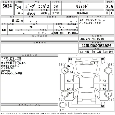 Chrysler JEEP COMPASS  с аукциона в Японии