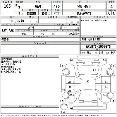 Toyota CAMRY  с аукциона в Японии