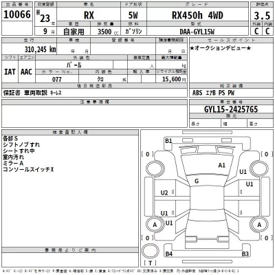 Lexus RX  с аукциона в Японии