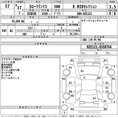 Toyota COROLLA RUNX  с аукциона в Японии