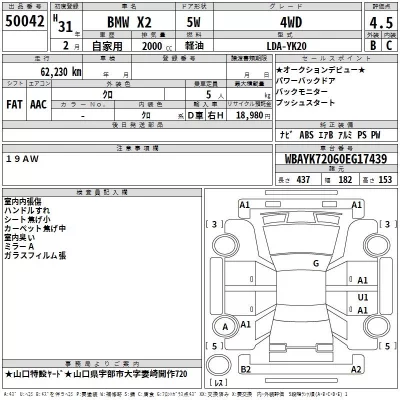 BMW X2  с аукциона в Японии