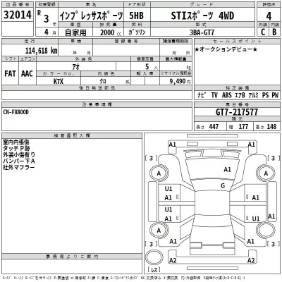 Subaru IMPREZA  с аукциона в Японии