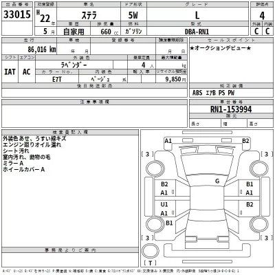 Subaru STELLA  с аукциона в Японии
