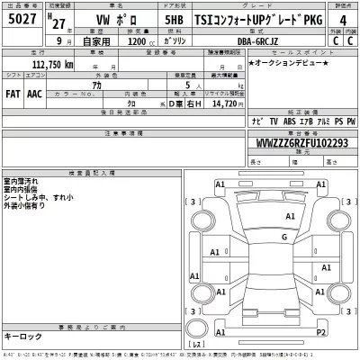 Volkswagen POLO  с аукциона в Японии