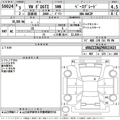 Volkswagen POLO  с аукциона в Японии