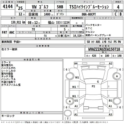 Volkswagen GOLF  с аукциона в Японии