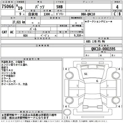 Toyota PASSO  с аукциона в Японии