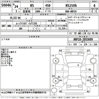Lexus HS  с аукциона в Японии