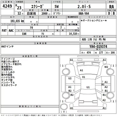 Subaru EXIGA  с аукциона в Японии