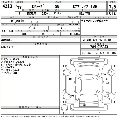 Subaru EXIGA  с аукциона в Японии