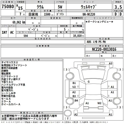 Toyota RAUM  с аукциона в Японии