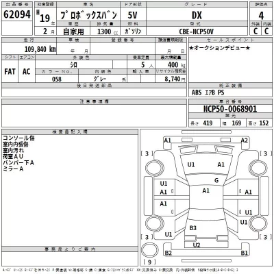 Toyota PROBOX  с аукциона в Японии
