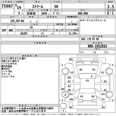 Honda STREAM  с аукциона в Японии