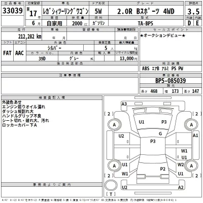 Subaru LEGACY  с аукциона в Японии