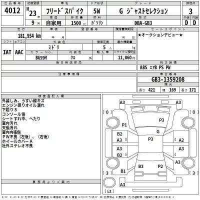 Honda FREED  с аукциона в Японии