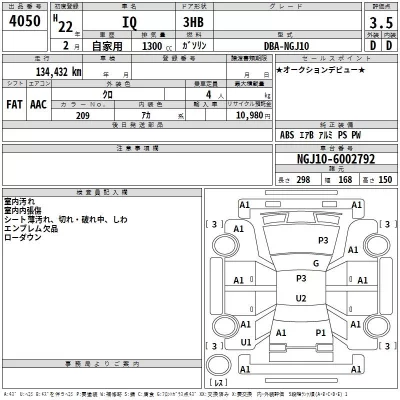 Toyota IQ  с аукциона в Японии