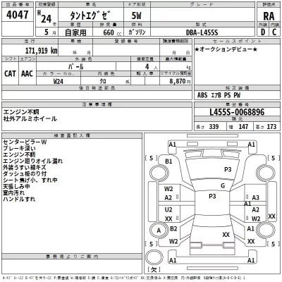 Daihatsu TANTO EXE  с аукциона в Японии