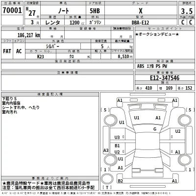 Nissan NOTE  с аукциона в Японии