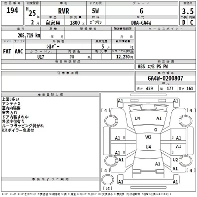 Mitsubishi RVR  с аукциона в Японии