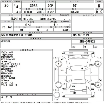 Toyota GT 86  с аукциона в Японии