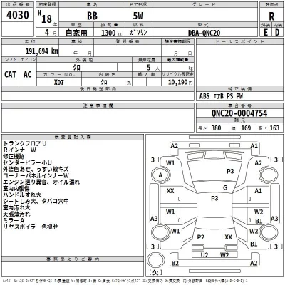 Toyota BB  с аукциона в Японии