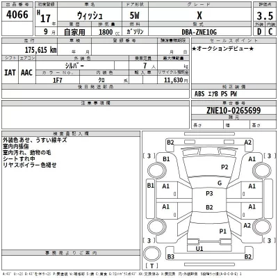 Toyota WISH  с аукциона в Японии