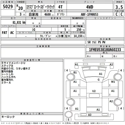 Ford EXPLORER  с аукциона в Японии