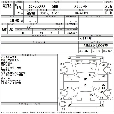 Toyota COROLLA RUNX  с аукциона в Японии