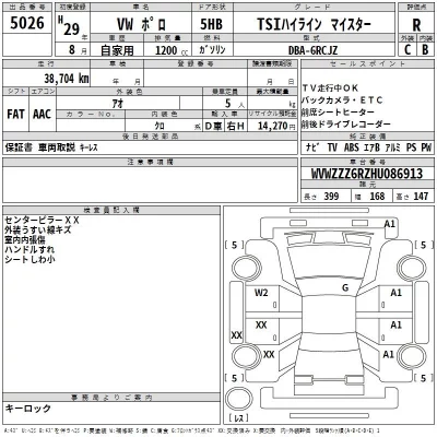 Volkswagen POLO  с аукциона в Японии