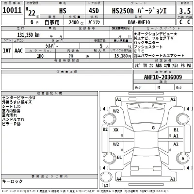 Lexus HS  с аукциона в Японии