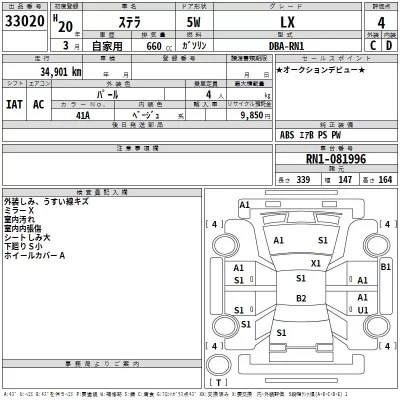 Subaru STELLA  с аукциона в Японии
