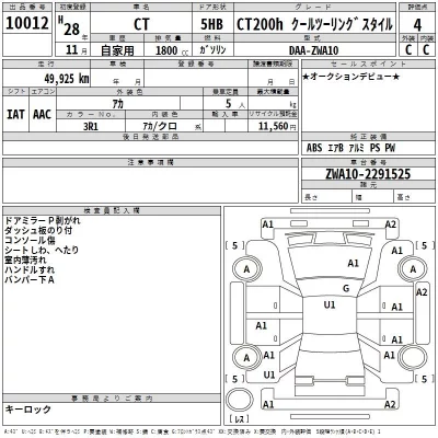 Lexus CT  с аукциона в Японии