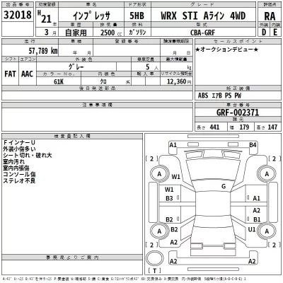 Subaru IMPREZA  с аукциона в Японии