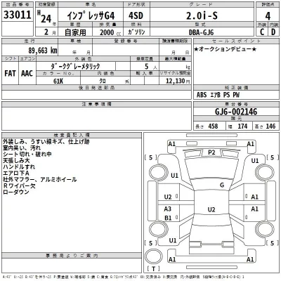 Subaru IMPREZA G4  с аукциона в Японии