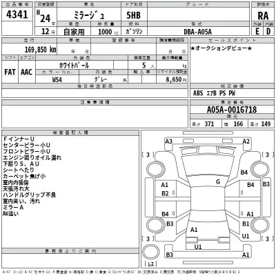 Mitsubishi MIRAGE  с аукциона в Японии
