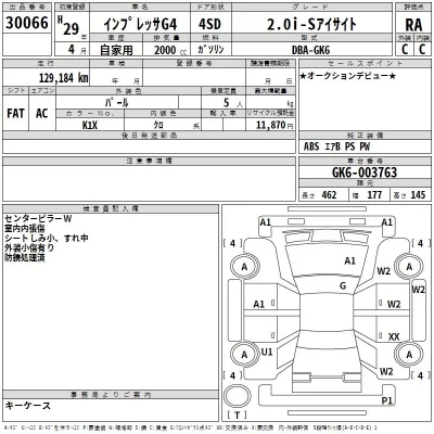 Subaru IMPREZA G4  с аукциона в Японии