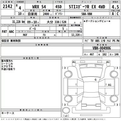 Subaru WRX  с аукциона в Японии